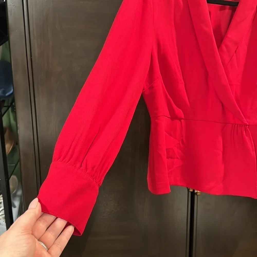 J. Crew Red Collared Blouse Size 14 EUC
